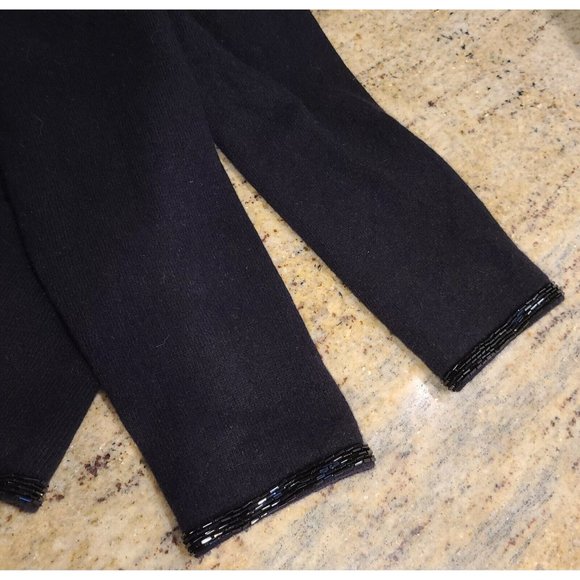 Lauren Ralph Lauren Size M Vintage Black Cashmere Wool Angora Cardigan Beaded - Picture 9 of 12